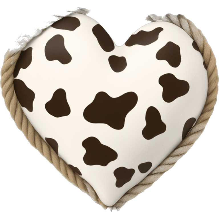 Cow print heart with rope around it  emoji