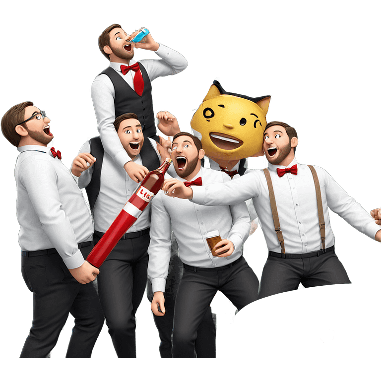 bowtie wearing boys drinking fun emoji