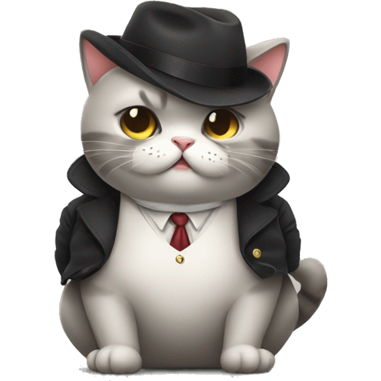 Mafia cute and cool chubby cat emoji