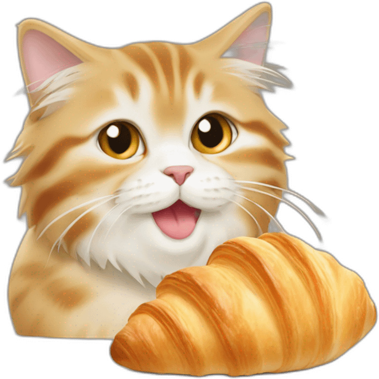 a siberian cat eating a croissant emoji