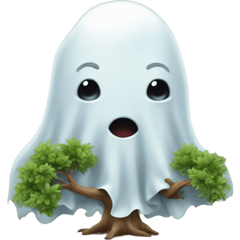 cute ghost with tree emoji