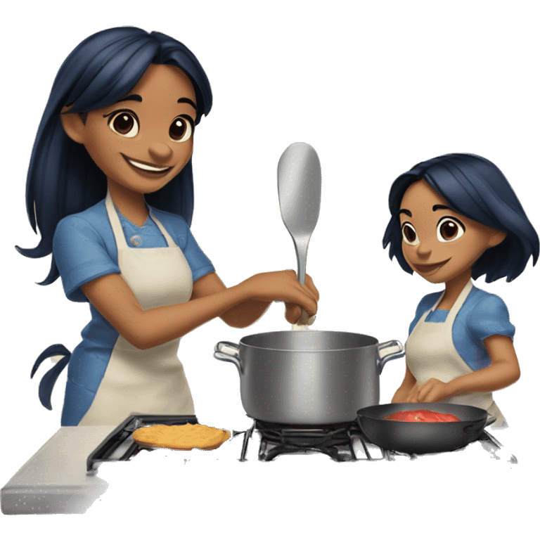 Lilo & Stitch cooking together  emoji