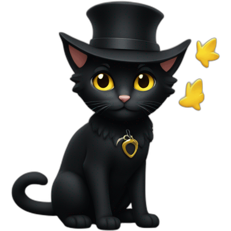 Chat noir avec un baisé de l ange emoji