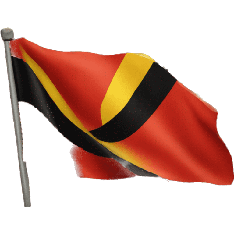 A wavy red and black flag with a medium sized yellow circle  emoji