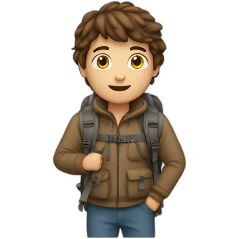 Brown hair boy hiker emoji