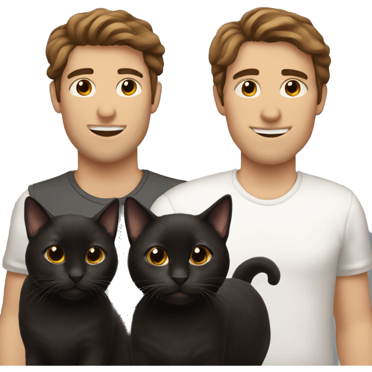 Brown hair man with two black cats  emoji