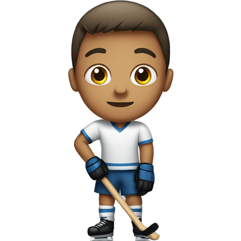 Boy holding a hockey stick emoji