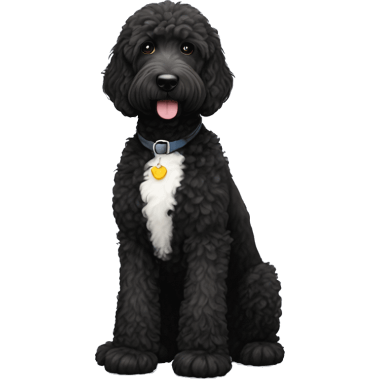 black labradoodle with small white  emoji