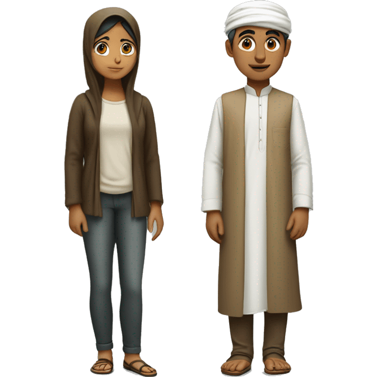 an indian boy and muslim girl standing awkwardly next to each other  emoji