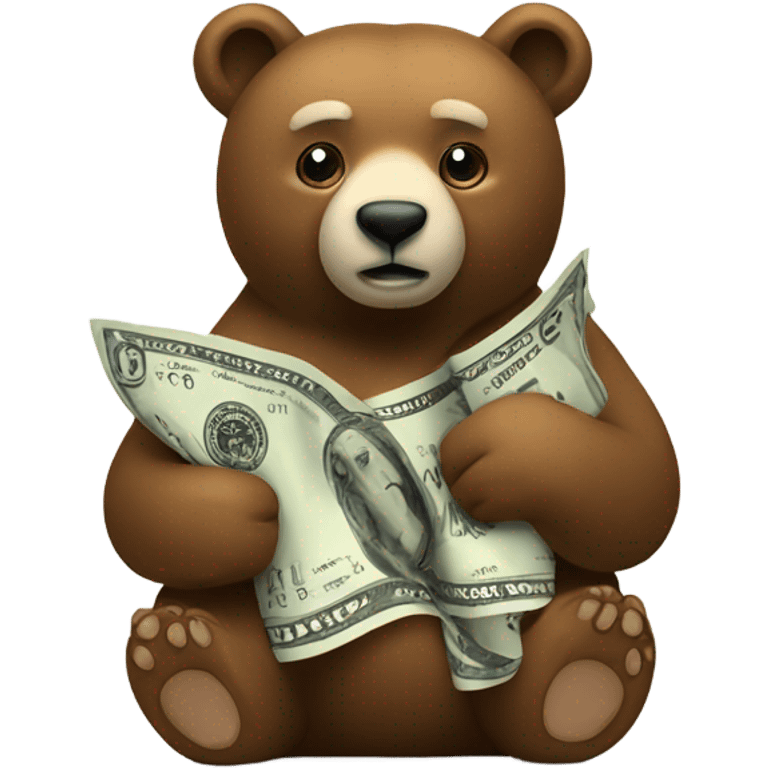 Bear with rolled up dollar  emoji