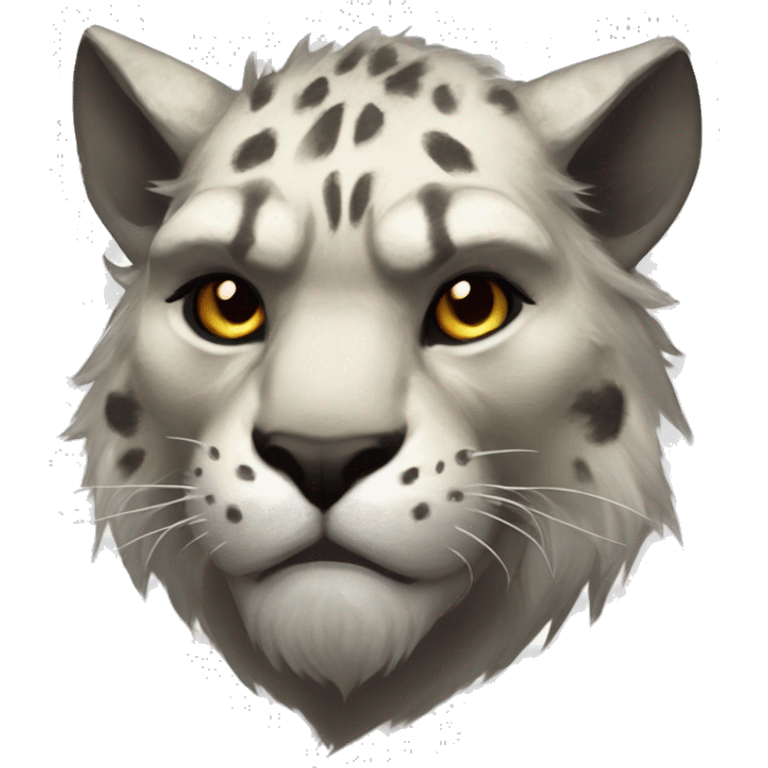 Guild Wars 2 charr, snow leopard, no armor, focused face emoji