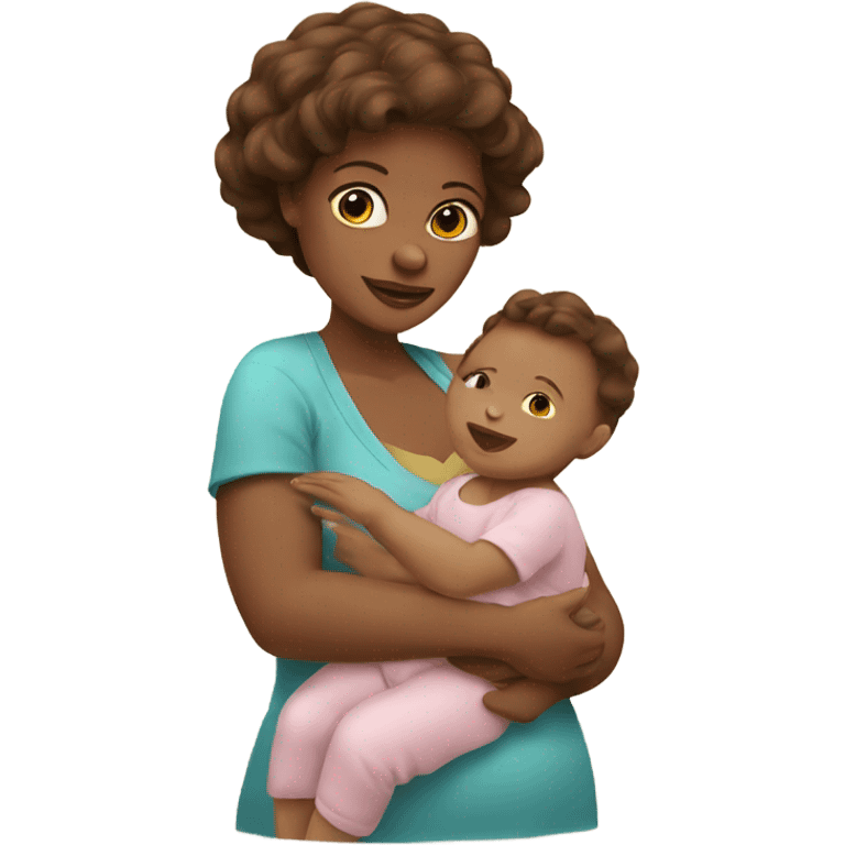 baby and mother brown hair  emoji