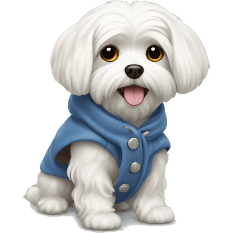 Maltese dog with coat  emoji