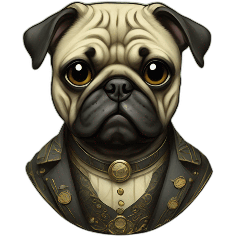 A cyberpunk pug in Art Nouveau style during 1910 emoji