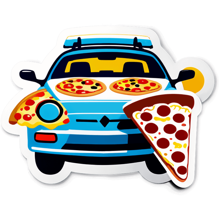 Car with pizza and glasses  emoji