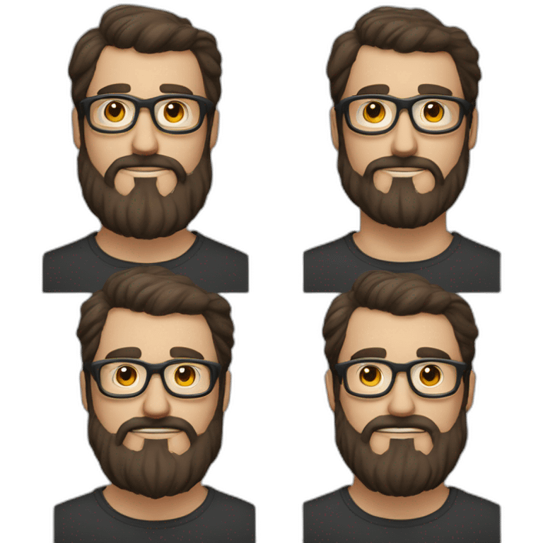 Homme barbu lunette chauve emoji