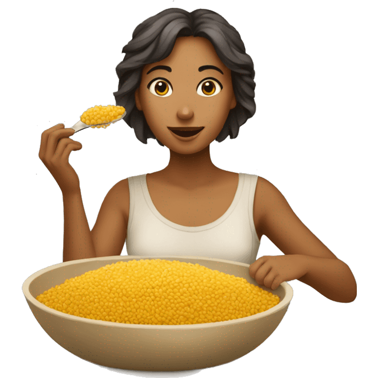 Une fille qui mange du couscous  emoji