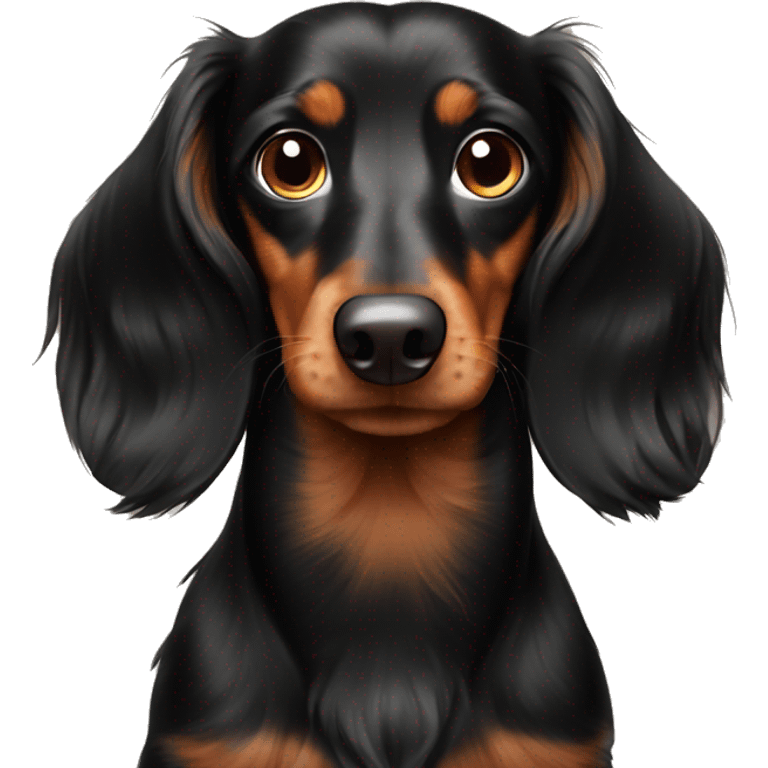 Black and Brown medium long haired dachshund  emoji