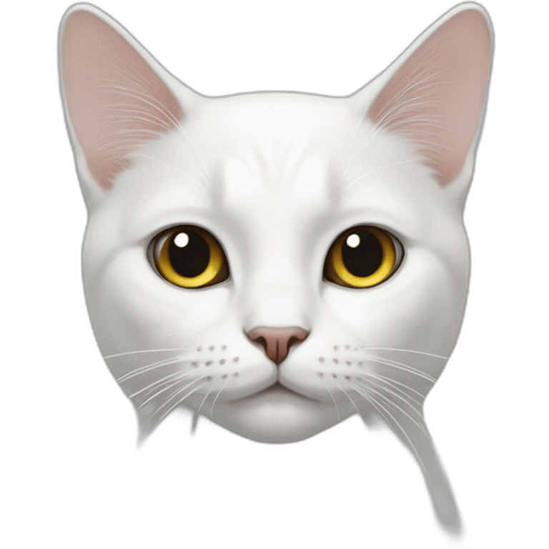 white cat,black forehead emoji