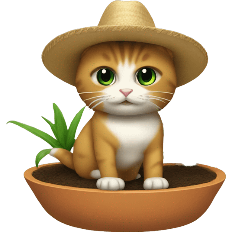 gato sombrero de planta emoji