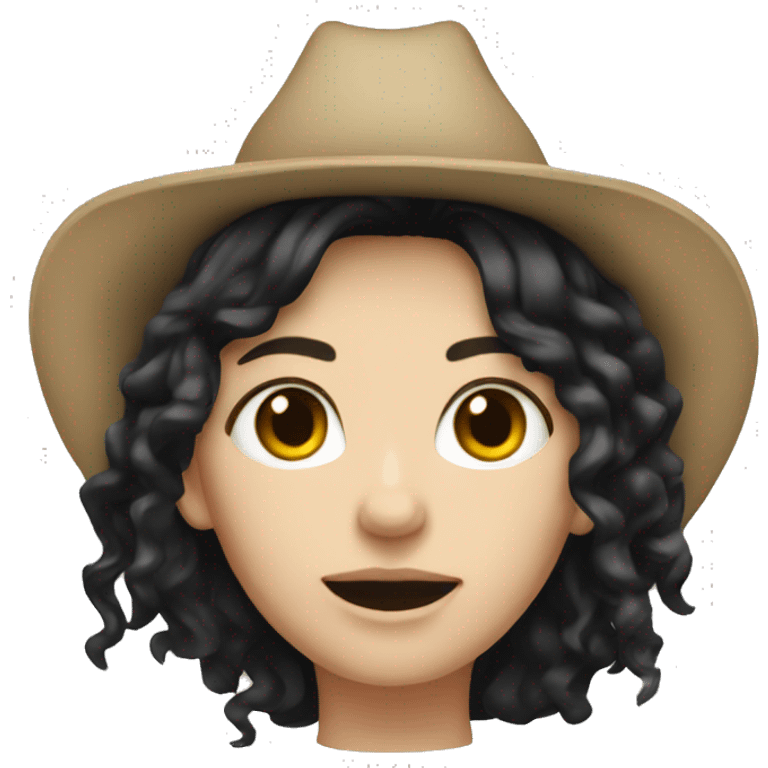 Black hair pale skin cowgirl  emoji