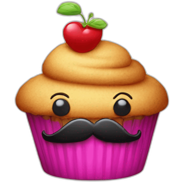 Cupcake with moustaches  emoji