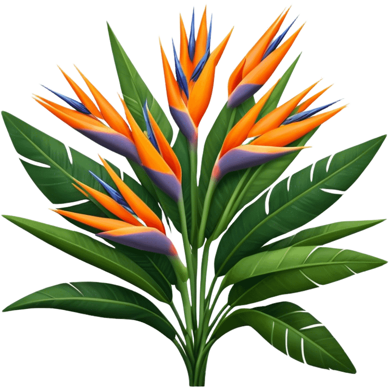 luxuriant, big bouquet Strelitzia Reginae, stem, leaf emoji