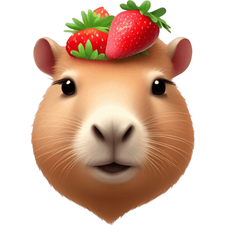 light pink capybara with strawberry on head emoji