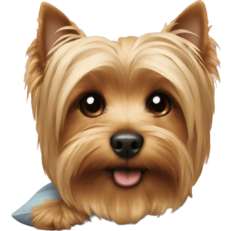 Yorkie dog laying on a pillow emoji