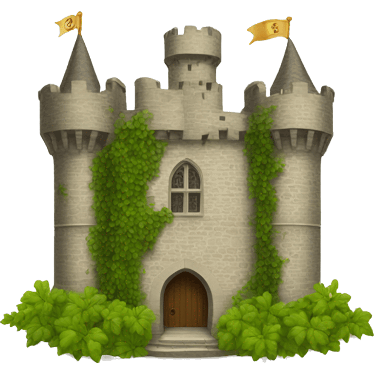 old english castle with a part of it covered in vine leafs emoji