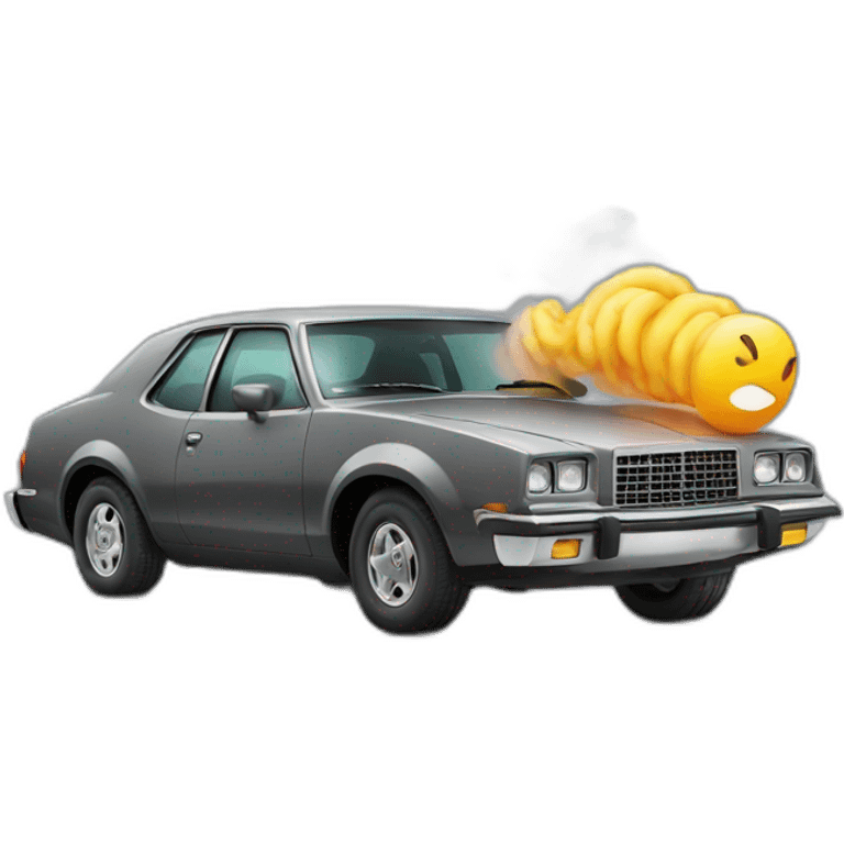 car with smoke smiley in it emoji