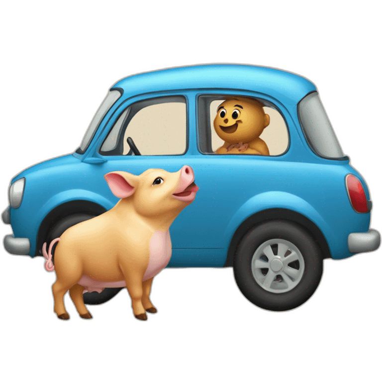 Une voiture avec un cochon d'Inde emoji