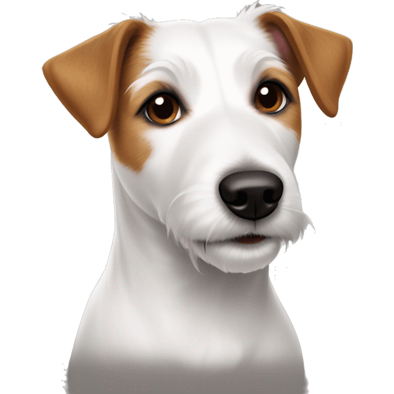 White parson Russell terrier with brown ears  emoji