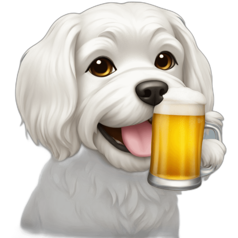 Dog Maltese drinking beer emoji