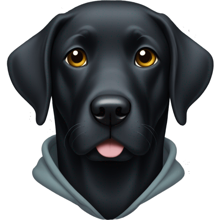 black lab wearing a hoodie emoji