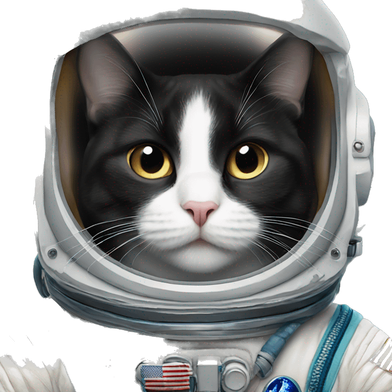 Tuxedo cat wear astronaut sui emoji