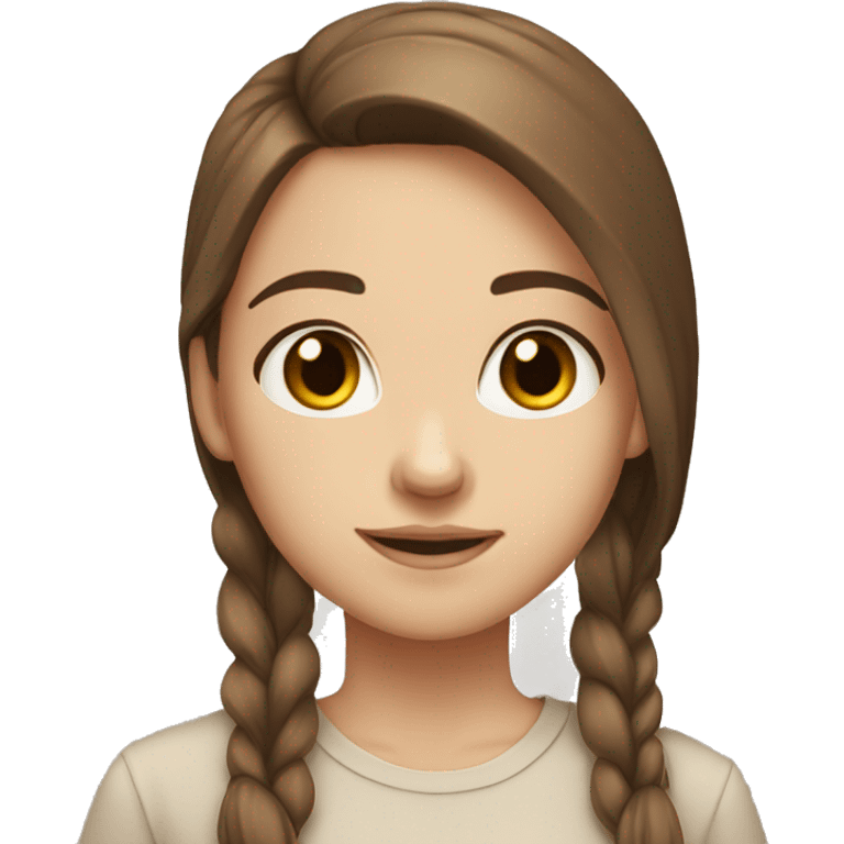 Girl white skin straight brown hair brown eyes cream shirt emoji