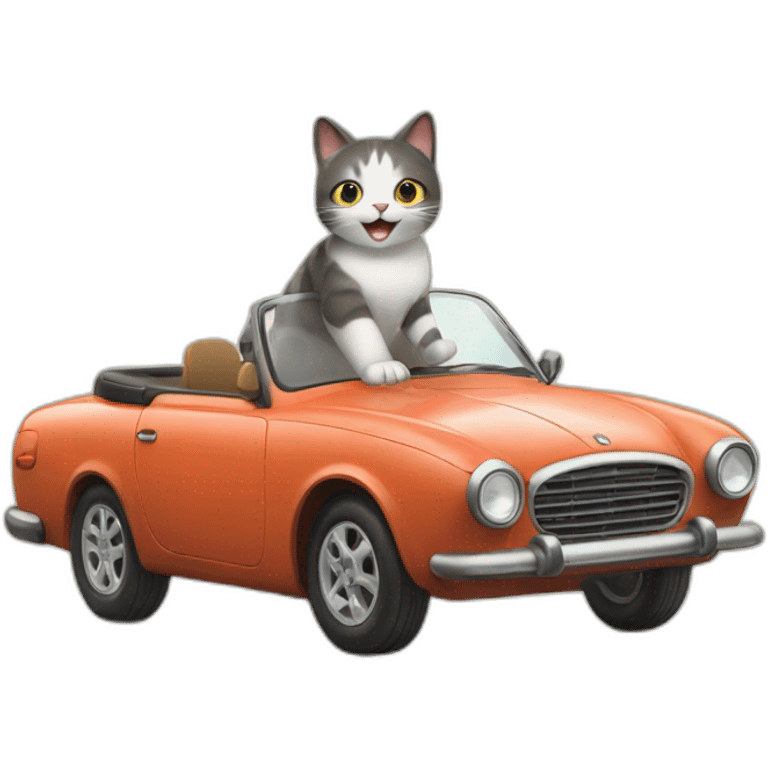 Happy cat with car emoji