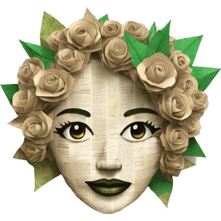  Hemp 420 lady face made of 420 origami newspaper roses hemp leaves lantern fairy lights burning paper and hemp leaves in hair  emoji