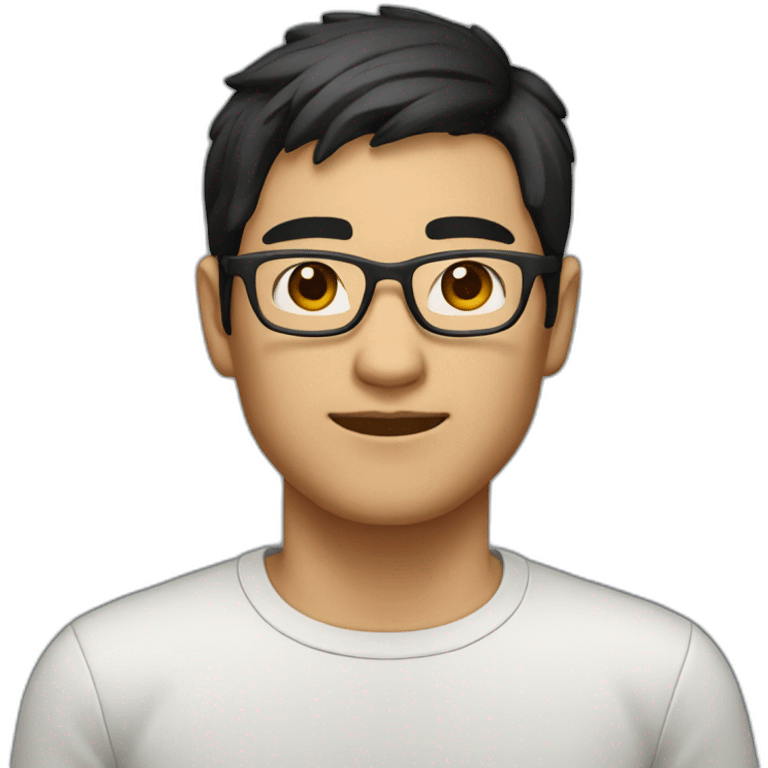 Asian developer black hair brown eyes with glasses emoji