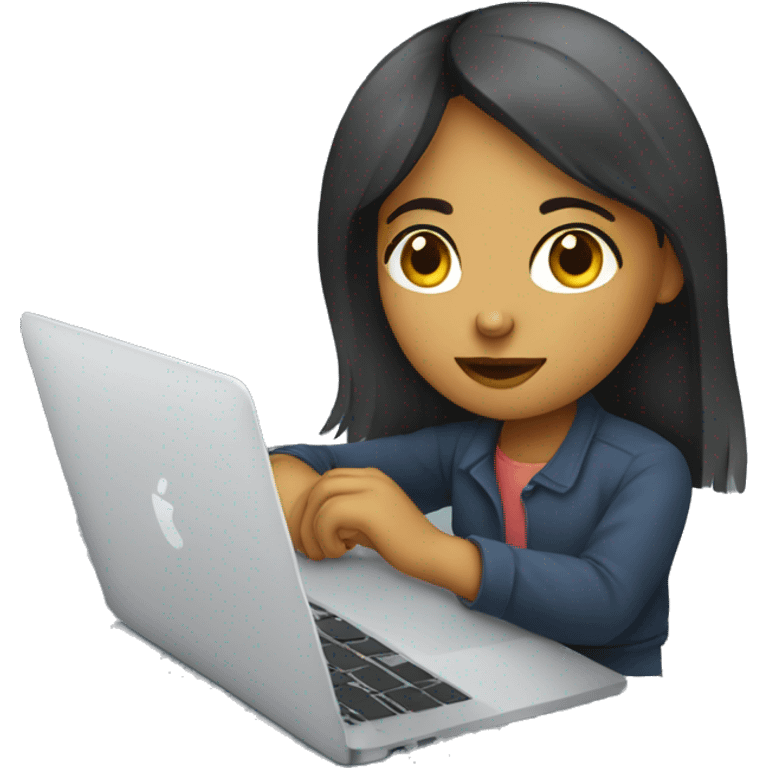 girl working on macbook as a graphic designer  emoji