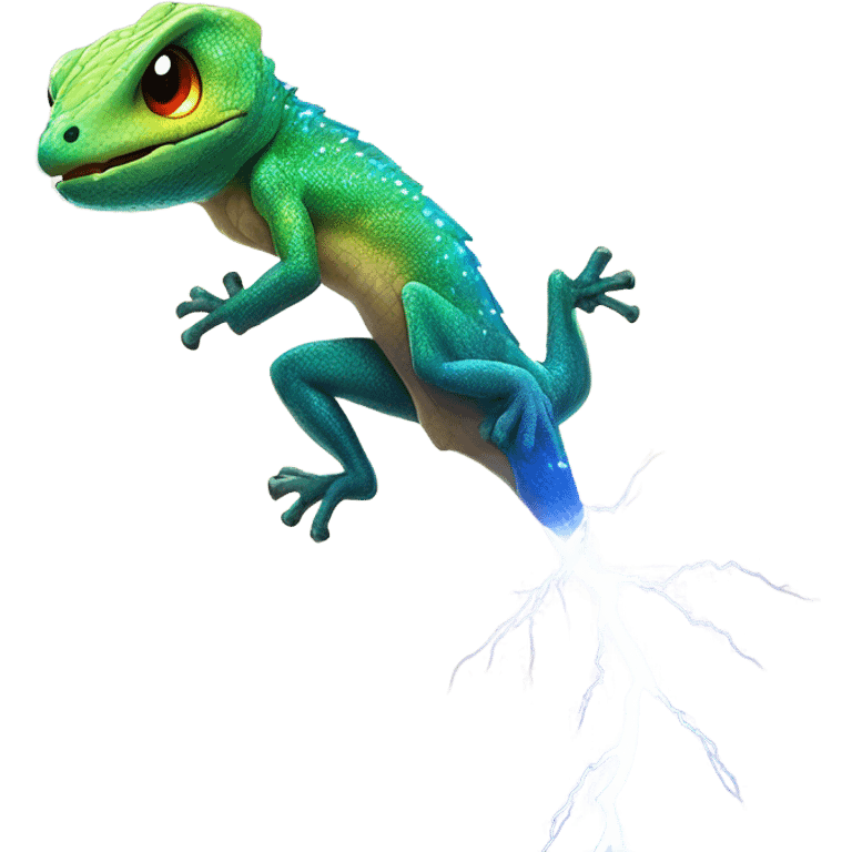 Lizard riding the lightning emoji