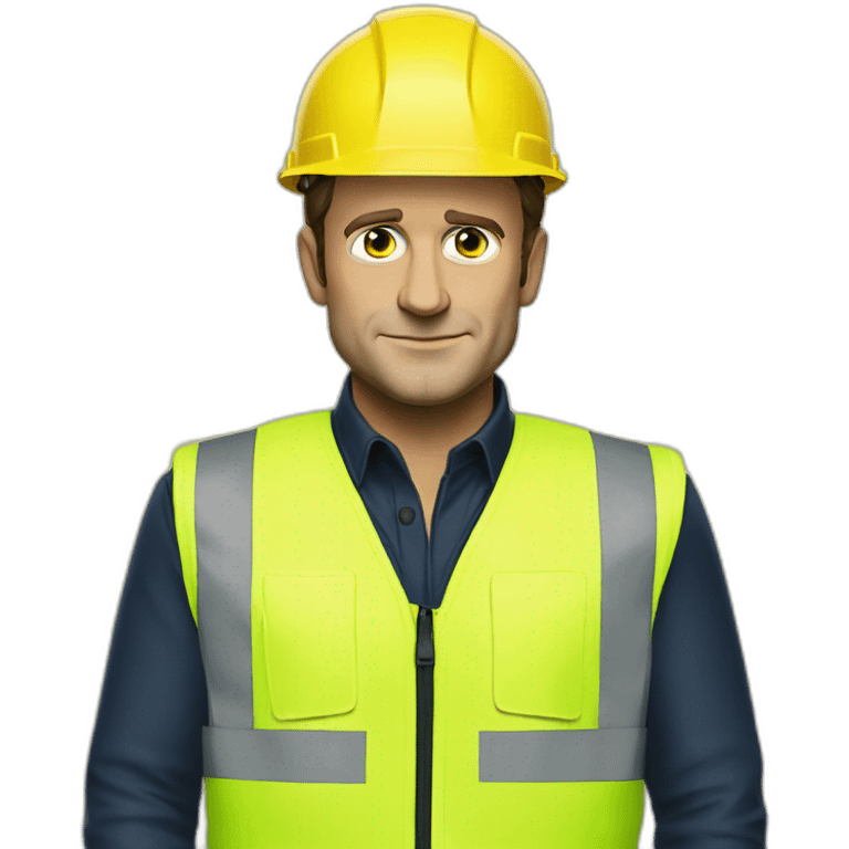 Emmanuel Macron with a yellow construction vest emoji