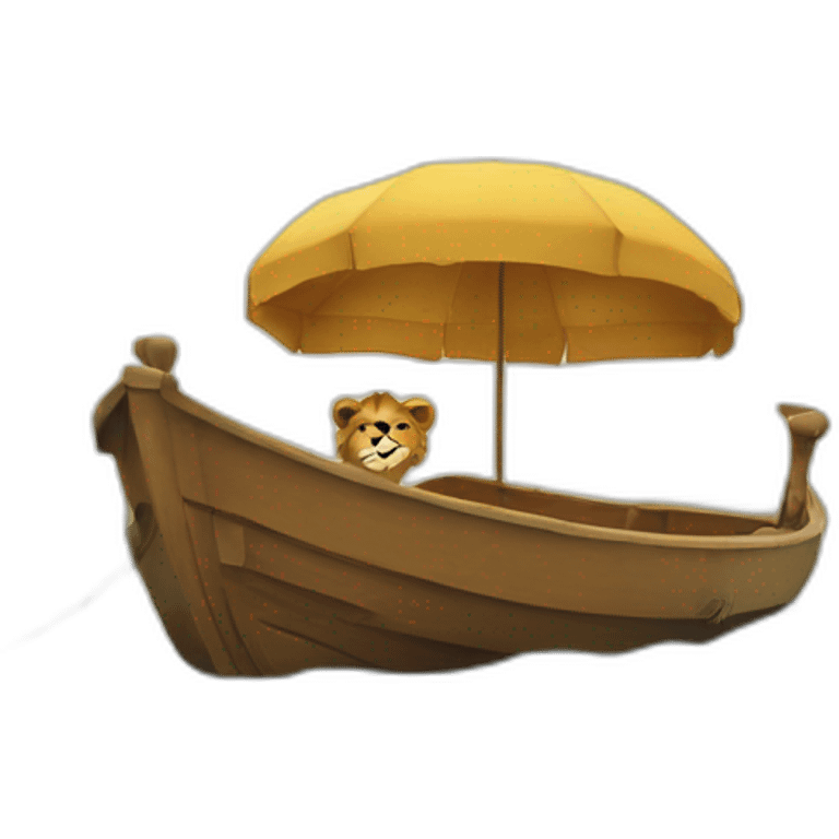 Lion sur un bateau emoji