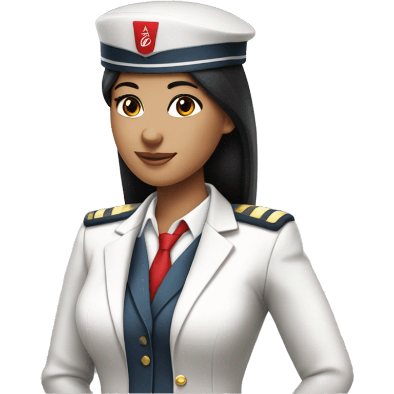 Flight attendant with black hair and a cap and uniform of emirates  emoji