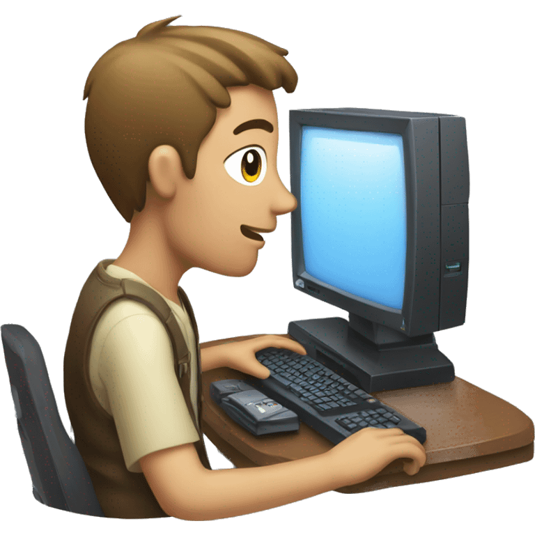 Guy playing gaming pc emoji