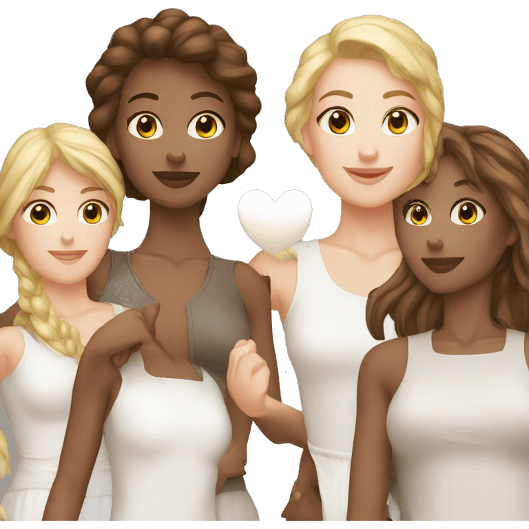 dream work team women 2 white 1 brown heart emoji