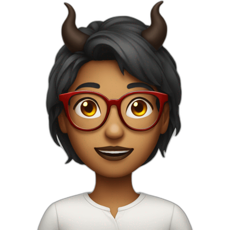 Devil young girl with glasses and horns emoji