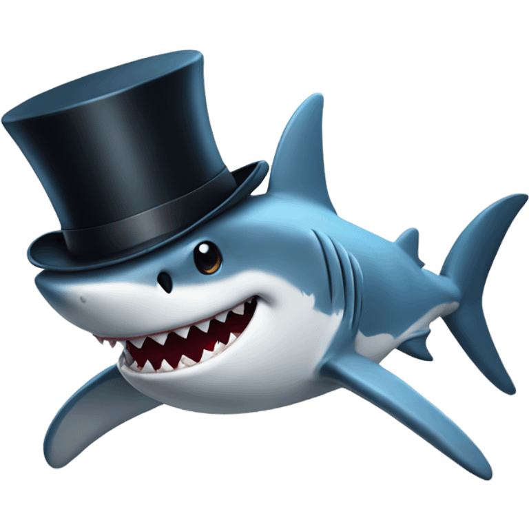 Shark with a top hat emoji