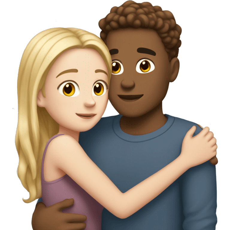 white girl hugging light skin guy emoji